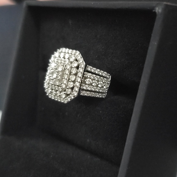 1.75 CT. T.W. Composite Diamond Triple Octagonal Frame Multi-Row Engagement Ring - Picture 2 of 2